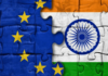 Bandiera India-Europa combinate in un puzzle