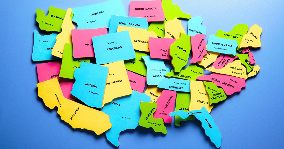 tutti gli stati americani separati tra di loro