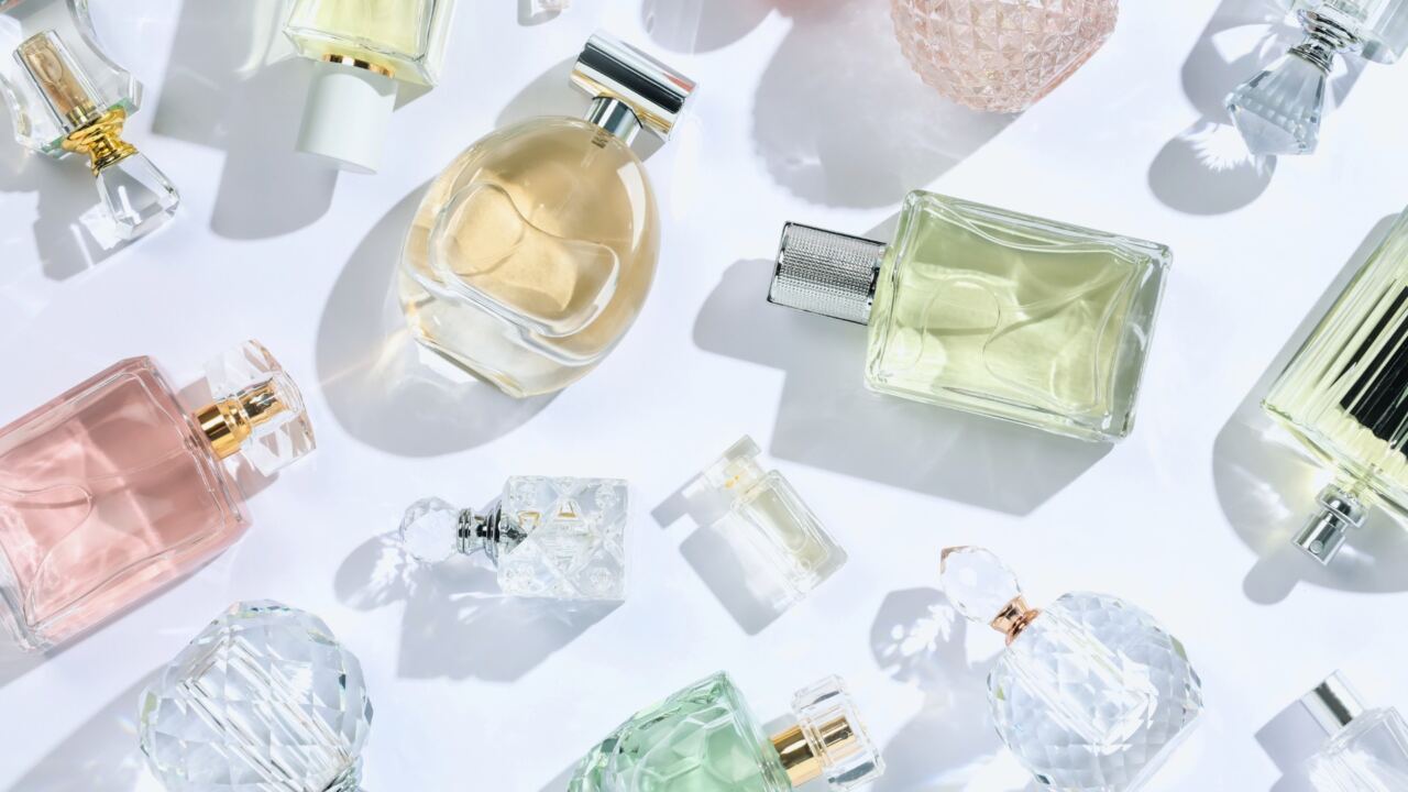 perfumes on a white background